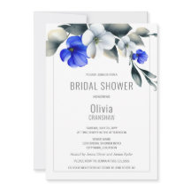 Elegant Royal Blue en White Floral Vrijgezellenfee