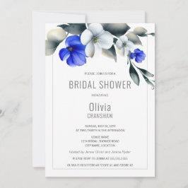 Elegant Royal Blue en White Floral Vrijgezellenfee Kaart