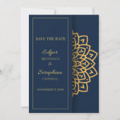 Elegant Royal Blue en White Mandala Save The Date (Voorkant)