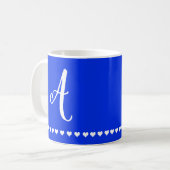 Elegant Royal Blue en White Monogram Initiaal Koffiemok (Voorkant links)
