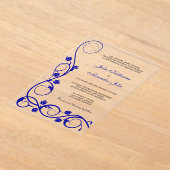 Elegant Royal Blue en White Swirls Acryl Uitnodigingen (Laagn)