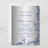 Elegant Royal Blue Faux Glitter Floral Swirls Kaart (Voorkant)