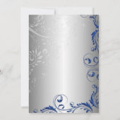 Elegant Royal Blue Faux Glitter Floral Swirls Kaart (Achterkant)