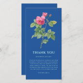 Elegant Royal Blue Floral Bedankkaart (Voorkant / Achterkant)