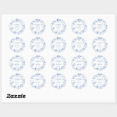 Elegant Royal Blue Floral bruiloft Ronde Sticker (Vel)