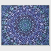 Elegant Royal Blue Floral Damask Pattern Cadeaupapier (Vlak)