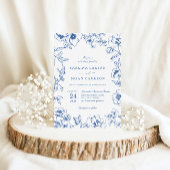 Elegant Royal Blue Floral Garden bruiloft Kaart