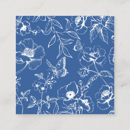 Elegant Royal Blue Floral QR Code Bruiloft RSVP Informatiekaartje (Achterkant)