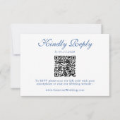 Elegant Royal Blue Floral QR Code Wedding RSVP  (Voorkant)