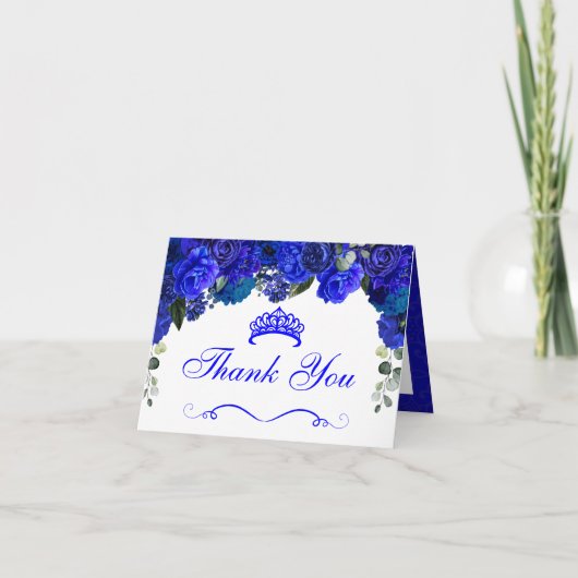 Elegant Royal Blue Floral Quinceanera Hartelijk da (Voorkant)