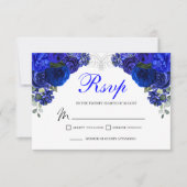 Elegant Royal Blue Floral RSVP Enclosure Card (Voorkant)
