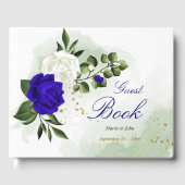 elegant royal blue flower white bloemen greenery b gastenboek (Voorkant)