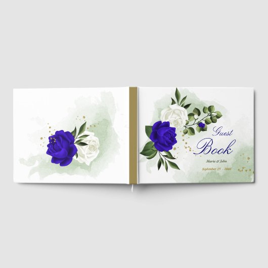 elegant royal blue flower white bloemen greenery b gastenboek (Volledig)