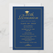Elegant Royal Blue Gold 30th Class Reunion Kaart (Voorkant)