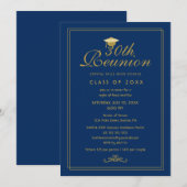 Elegant Royal Blue Gold 30th Class Reunion Kaart (Voorkant / Achterkant)