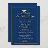 Elegant Royal Blue Gold 40e klas reünie Kaart (Voorkant / Achterkant)