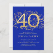 Elegant Royal Blue Gold 40e verjaardag Kaart (Voorkant)