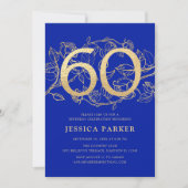 Elegant Royal Blue Gold 60e verjaardag Kaart (Voorkant)