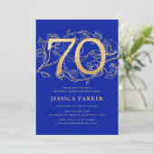 Elegant Royal Blue Gold 70e verjaardag Kaart (Staand voorkant)