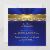 Elegant Royal Blue Gold Birthday Party 2A Kaart (Achterkant)