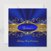 Elegant Royal Blue Gold Birthday Party 2A Kaart (Voorkant)
