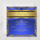 Elegant Royal Blue Gold Birthday Party Floral 2 Kaart (Achterkant)