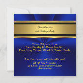 Elegant Royal Blue Gold Birthday Party Kaart (Achterkant)