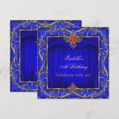 Elegant Royal Blue Gold Birthday Party Kaart (Voorkant / Achterkant)