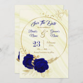 elegant royal blue gold floral save the date (Voorkant / Achterkant)