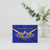 Elegant Royal Blue Gold Jewel Diamonds Gems Visitekaartje (Staand voorkant)