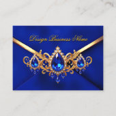Elegant Royal Blue Gold Jewel Diamonds Gems Visitekaartje (Voorkant)