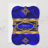 Elegant Royal Blue Gold Pareltjes Silk Birthday Pa Kaart (Voorkant)