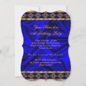 Elegant Royal Blue Gold Pareltjes Silk Birthday Pa Kaart (Achterkant)
