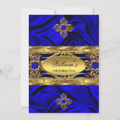 Elegant Royal Blue Gold Pareltjes Silk Birthday Pa Kaart (Voorkant)