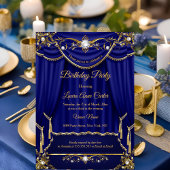 Elegant Royal Blue Gold Pearl Drapes Kaart