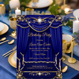 Elegant Royal Blue Gold Pearl Drapes Kaart
