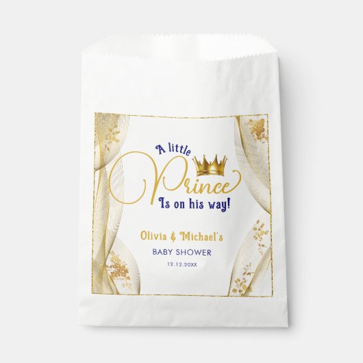 Elegant Royal Blue Gold Prince Baby shower Bedankzakje (Voorkant)
