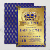 Elegant Royal Blue Gold Prince Baby shower Kaart (Voorkant / Achterkant)