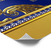 Elegant Royal Blue Gold Prince Baby shower Signs Poster (Hoek)