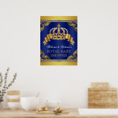 Elegant Royal Blue Gold Prince Baby shower Signs Poster (Keuken)