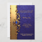 Elegant Royal Blue Gold  verjaardagsfeest Kaart (Achterkant)