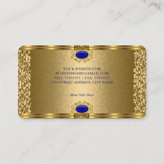 Elegant Royal Blue Gold Visitekaartje (Achterkant)