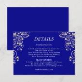Elegant Royal Blue Gold Wedding Details Informatiekaartje (Voorkant / Achterkant)