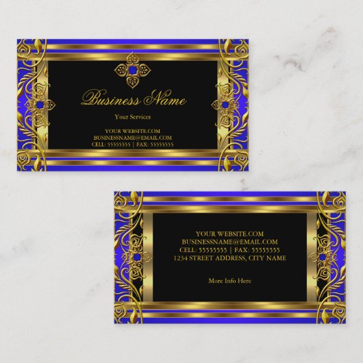 Elegant Royal Blue goud Visitekaartje (Voorkant / Achterkant)