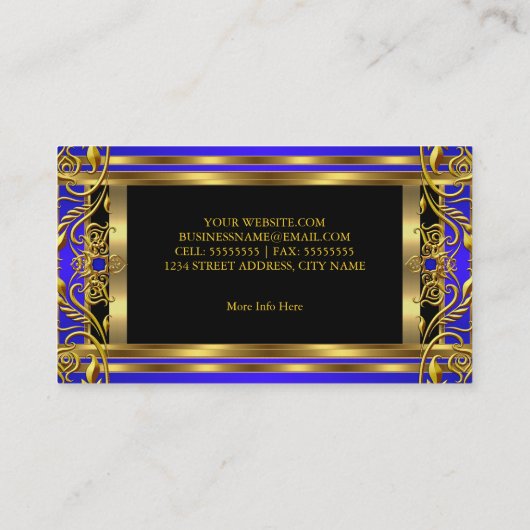 Elegant Royal Blue goud Visitekaartje (Achterkant)