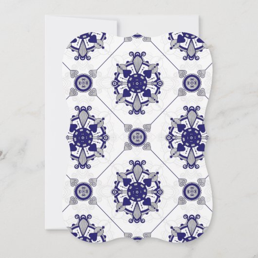 Elegant Royal Blue Grey Medallion Rehearsal Dinner Kaart (Achterkant)