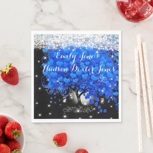 Elegant Royal Blue Heart Leaf Tree Servet (Insitu)