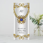Elegant Royal Blue Jewel Gold Birthday Kaart (Staand voorkant)