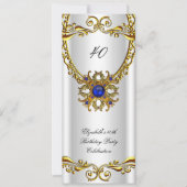 Elegant Royal Blue Jewel Gold Birthday Kaart (Voorkant)