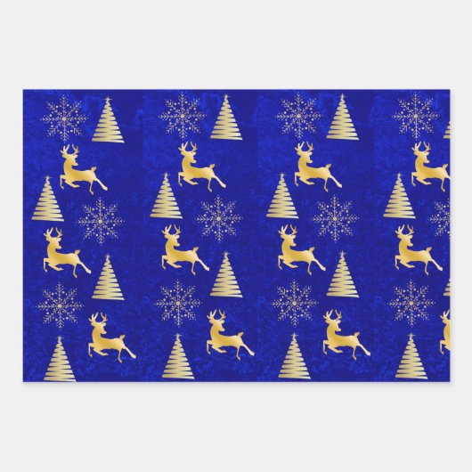 Elegant Royal Blue Kerstverpakking Inpakpapier Vel (Voorkant)